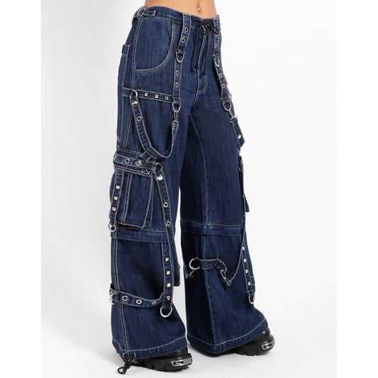 Unisex Denim Cargo Pants – Punk Streetwear Wide Leg Convertible/Detachable Trousers | Handmade Baggy Jeans