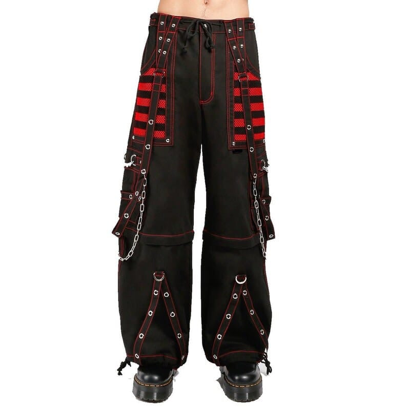 Hysteria Ink Pants with Red Pockets – Gothic Punk Tripp Style Trousers