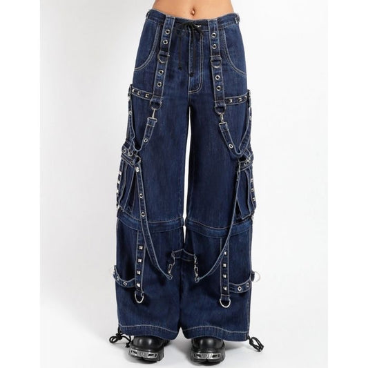 Unisex Denim Cargo Pants – Punk Streetwear Wide Leg Convertible/Detachable Trousers | Handmade Baggy Jeans