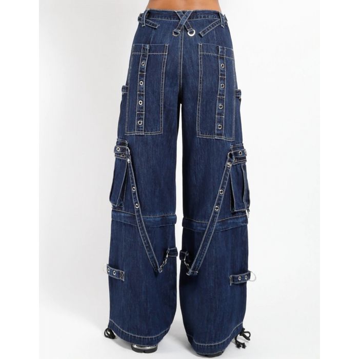 Unisex Denim Cargo Pants – Punk Streetwear Wide Leg Convertible/Detachable Trousers | Handmade Baggy Jeans