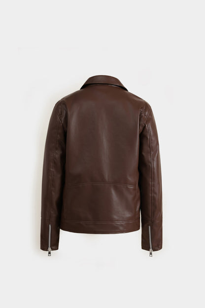 Men’s brown Leather Biker Jacket | Classic Slim Fit Motorcycle Style | Fashionable Outerwear